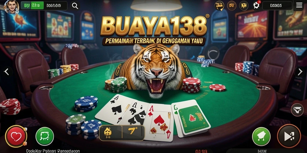 Tampilan gameplay Poker yang mendebarkan di BUAYA138.