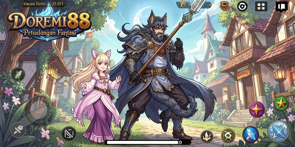 Tampilan gameplay menarik DOREMI88 dengan karakter anime yang hidup.