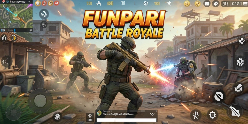 Screenshot gameplay seru di arena Battle Royale FUNPARI.