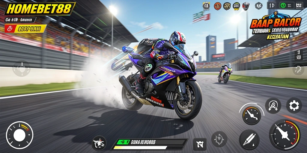 Tampilan menarik dari gameplay balap motor yang seru.