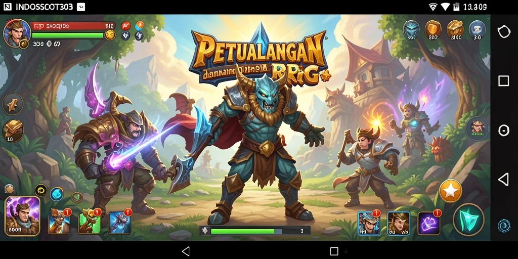 Screenshot gameplay <strong>INDOSLOT303</strong> menampilkan aksi pertarungan dinamis RPG.