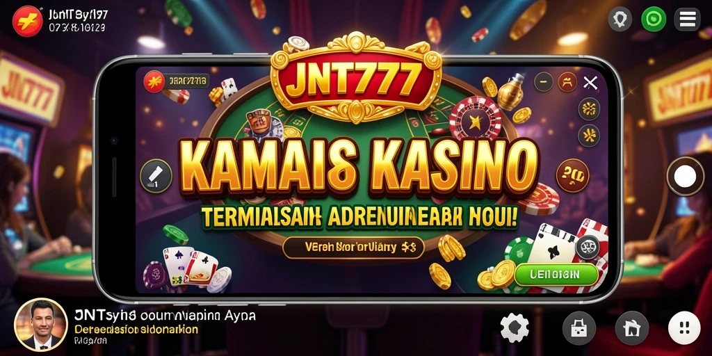 Screenshot gameplay kasino dari JNT777 yang menampilkan mesin slot.