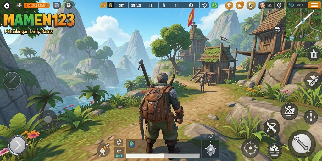 Screenshot menunjukkan gameplay seru di dunia terbuka MAMEN123.