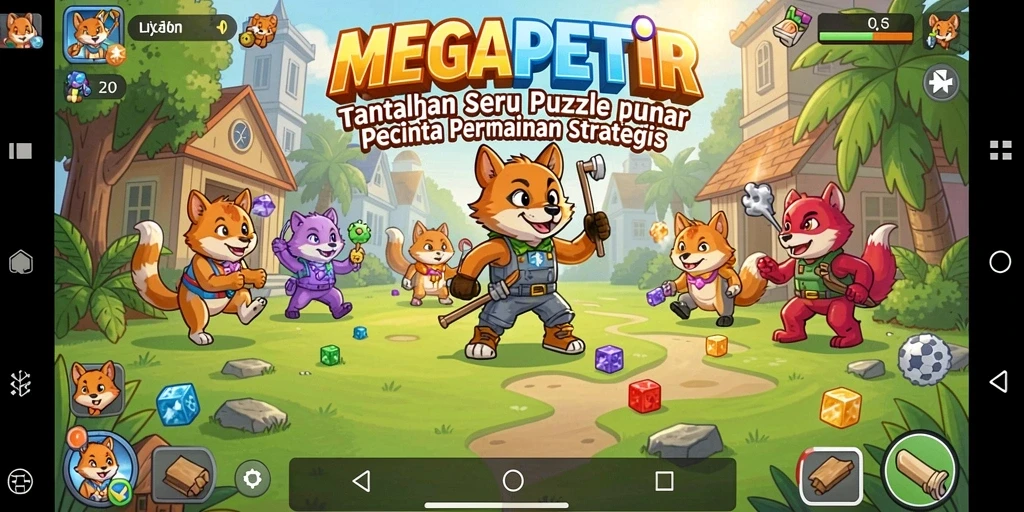Screenshot utama MEGAPETIR menampilkan gameplay Puzzle yang seru dan menantang.