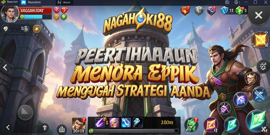 Tangkapan layar NAGAHOKI88 menampilkan aksi menara dalam pertempuran Tower Defense.