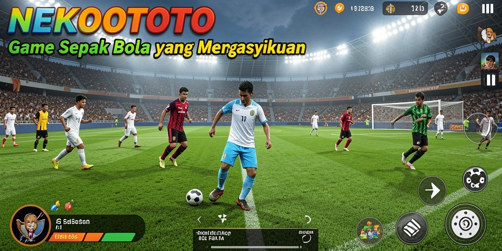 Tampilan gameplay NEKOTOTO dalam aksi sepak bola yang mendebarkan.