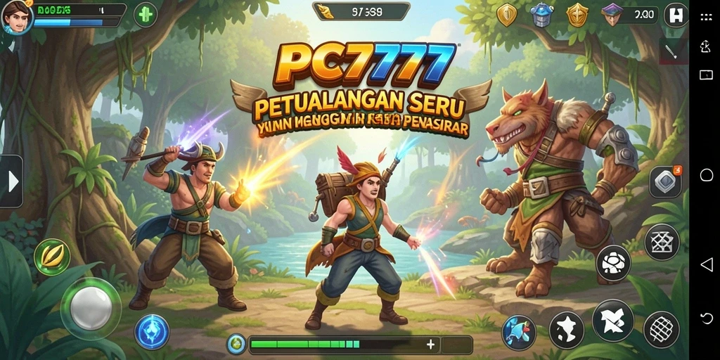 Tampilan gameplay yang mendebarkan dari PC777 dalam dunia petualangan.