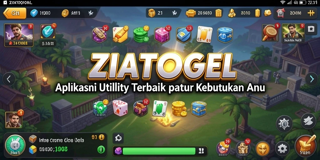 Tampilan utama ZIATOGEL dengan fitur-fitur utility yang lengkap.